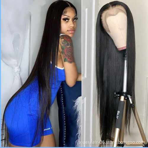 Wholesale 28 Inch 30 Inch Straight Pre Plucked Brazilian Human Hair Lace Front Wig